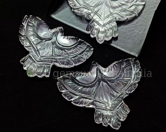 AAA Crystal Quartz Eagle Carving, Hand Carved Eagle Shape Gemstone, Eagle Sculpture, Bird Carved Gemstone For Jewelry, Crystal Carvings 40MM
