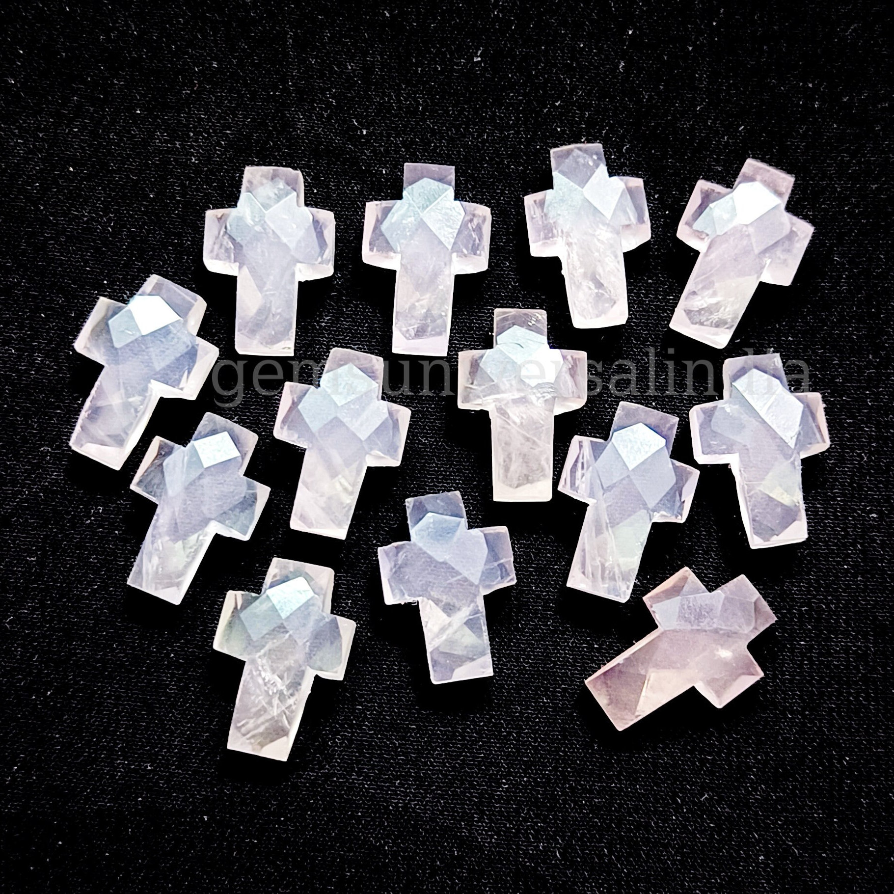 AAA Rose Quartz Cross Shape Gemstone, Rose Quartz Faceted Cross Beads, Hand Carved Gemstone Cross, Energy & Protection Beads, Cross Charms