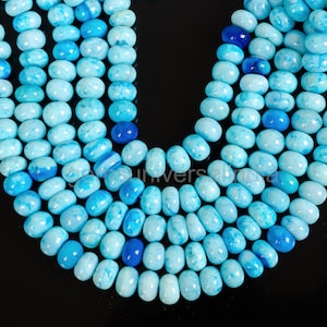 Shaded Blue Opal Rondelle Beads, Natural Blue Opal Beads, Handmade Opal Gemstone Beads for Jewelry Making - 8mm Loose Blue Opal Rondelles