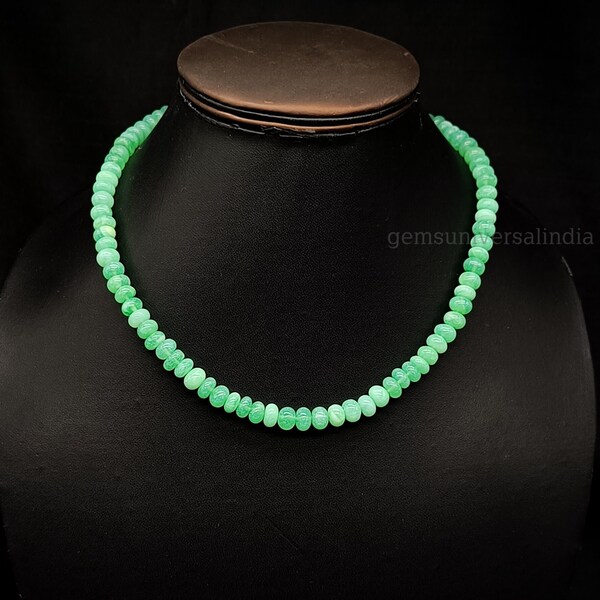 Collier de perles d'opale verte, collier de perles rondelles lisses opale 7-8 mm, collier de perles d'opale bonbon verte, bijoux en opale, idée cadeau nuptiale, vente