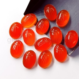 AAAA Carnelian Scarab Shape Gemstone Beads, Natural Carnelian Beetle Face Carving, Animal Carving Beads , Handmade Egyptian Charms, 14x10mm