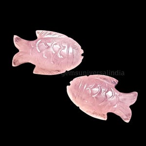 Superb Rose Quartz Fish Carved Gemstone Beads, Natural Rose Quartz Fish Shape Gemstone, Hand Carved Fish Charms for Jewelry Making 25mm Sale