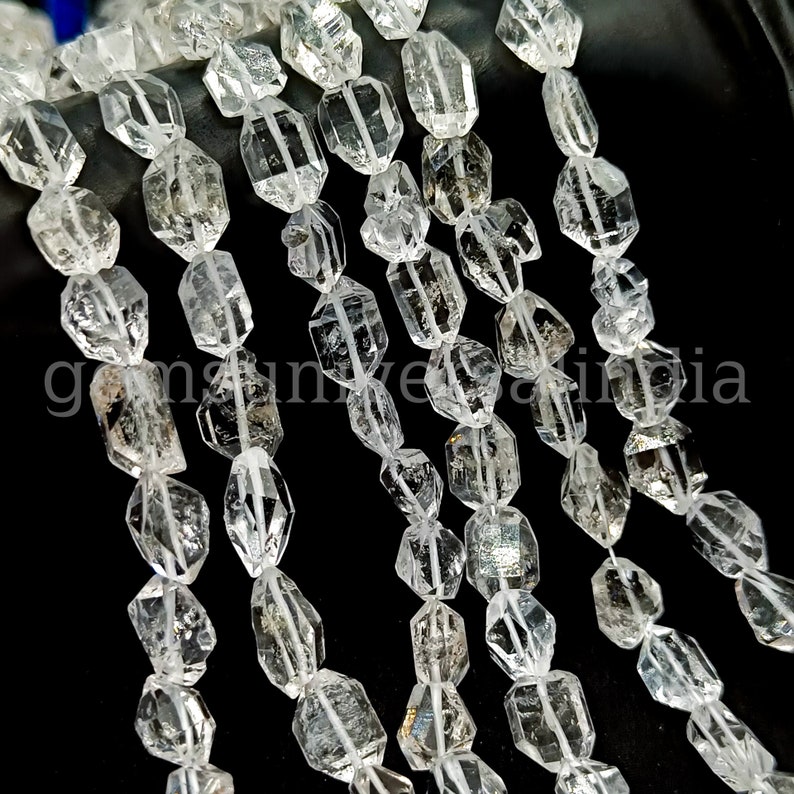 Cuentas de diamantes Herkimer de calidad suprema, cuentas Herkimer perforadas rectas, cuentas de cuarzo Herkimer para joyería, cuentas de pepita de diamante sin cortar, 8 imagen 7