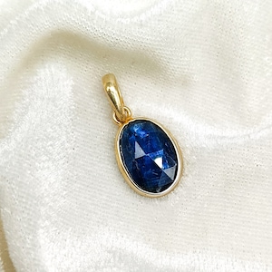14k Solid Gold Kyanite Necklace, Kyanite Faceted Oval Pendant, Kyanite Pendant,  September Birthstone, Gift for her,Kyanite Necklace Jewelry