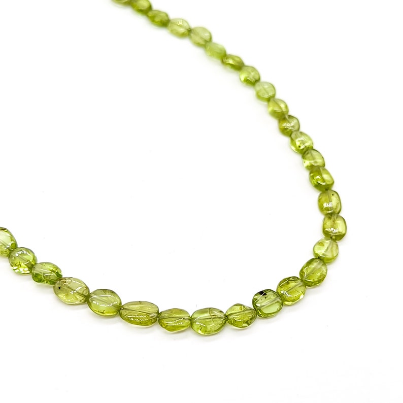Natural Peridot Necklace, Gemstone Beaded Necklace, Smooth Oval Necklace, Handcrafted Necklace, Jewelry for Her, Beads Necklace For Women image 7