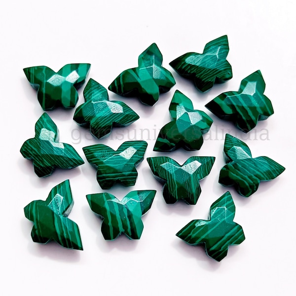 AAA Malachite Butterfly Shape Gemstone, Butterfly Carved Gemstone Briolette, Loose Hand Carved Baeds, Fancy Carvings for Jewelry Craft 14mm