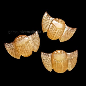 AAA Peach Moonstone Scarab Shape Gemstone, Handmade Healing Scarab Charms, Moonstone Beetle Face Carving, Boho Egyptian Scarab Cabochon 22mm