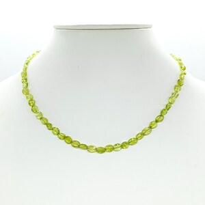Natural Peridot Necklace, Gemstone Beaded Necklace, Smooth Oval Necklace, Handcrafted Necklace, Jewelry for Her, Beads Necklace For Women image 2