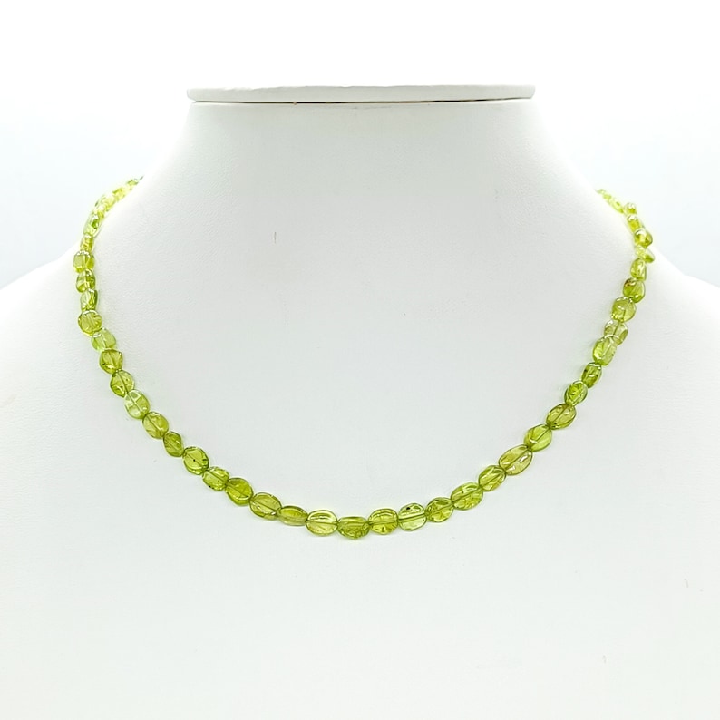Natural Peridot Necklace, Gemstone Beaded Necklace, Smooth Oval Necklace, Handcrafted Necklace, Jewelry for Her, Beads Necklace For Women image 2