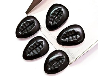 Zwarte onyx schelp hangers voor kettingen, zwarte onyx gesneden schelp kralen, zwarte onyx edelsteen kralen 20 mm, zwarte onyx gesneden kralen voor het maken van sieraden