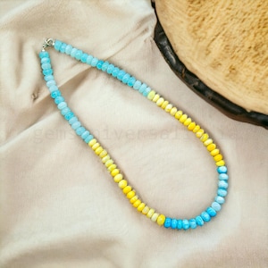 High Quality Multi Color Opal Necklace, Opal Smooth Beaded Jewelry, Candy Opal Rondelle Necklace, Handmade Choker Necklace, Gemstone Jewelry