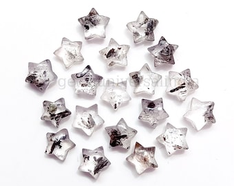 Herkimer Diamond Star Shape Gemstone, Natural Herkimer Quartz Smooth Star Carved Beads, Loose Hand Carved Gemstone, Herkimer Beads, 8mm SALE