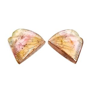 Beautiful Bi Color Tourmaline Butterfly Shape Gemstone, Natural Tourmaline Butterfly Cabochon Pair, Butterfly Gemstone For Pendant Making
