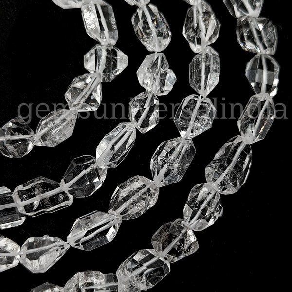 Supreme Quality Herkimer Diamond Beads, Straight Drilled Herkimer Beads, Herkimer Quartz Beads for Jewelry, Uncut Diamond Nugget Beads, 8"