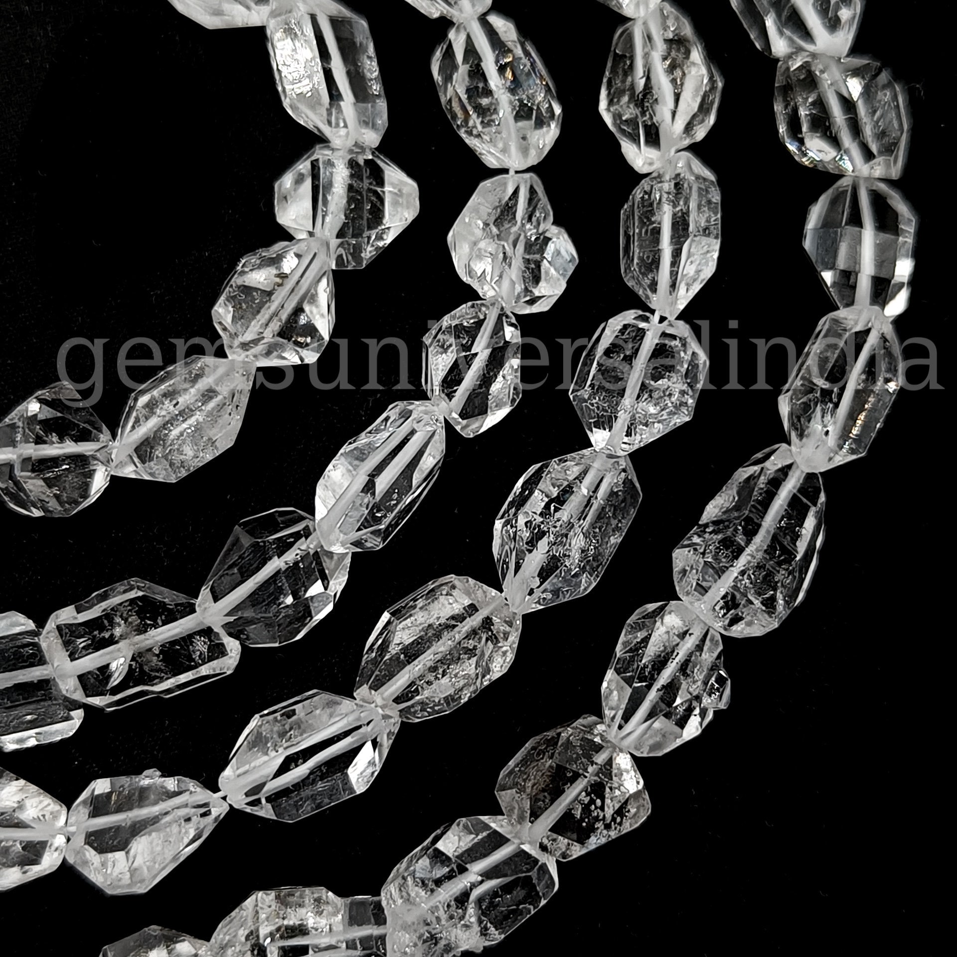 Gemswholesale Herkimer Diamantquarz Perlen - 3-4mm, 40,6cm Naturstein Strang