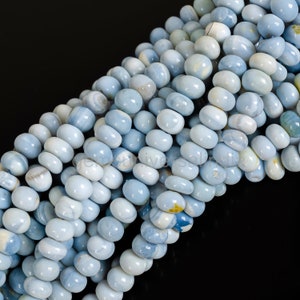 Shaded Blue Opal Smooth Rondelle Beads, Natural Opal Gemstone Beads Plain Handmade Blue Opal Beads 8mm Opal Rondelle Gemstone Beads in Bulk