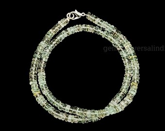 Green Amethyst Heishi Beaded Necklace - Gemstone Beaded Necklace for Women, Amethyst Choker Necklace Surfer Woman Beach Jewelry Gift for Her