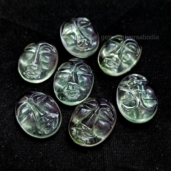AAA+ Green Amethyst Face Carved Cabochon Green Amethyst Loose Carved Stone 18x14mm Amethyst Oval Face Shape Gemstone Amethyst Jewelry