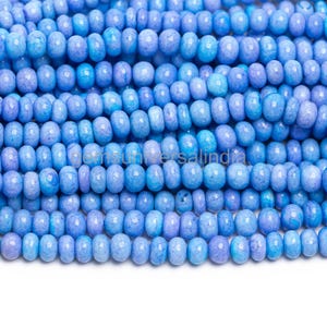 AAA Grade Blue Opal Smooth Rondelle Beads, Natural Blue Opal Gemstone Beads, Smooth Opal Beads for Jewelry Making 8mm Loose Blue Opal Beads