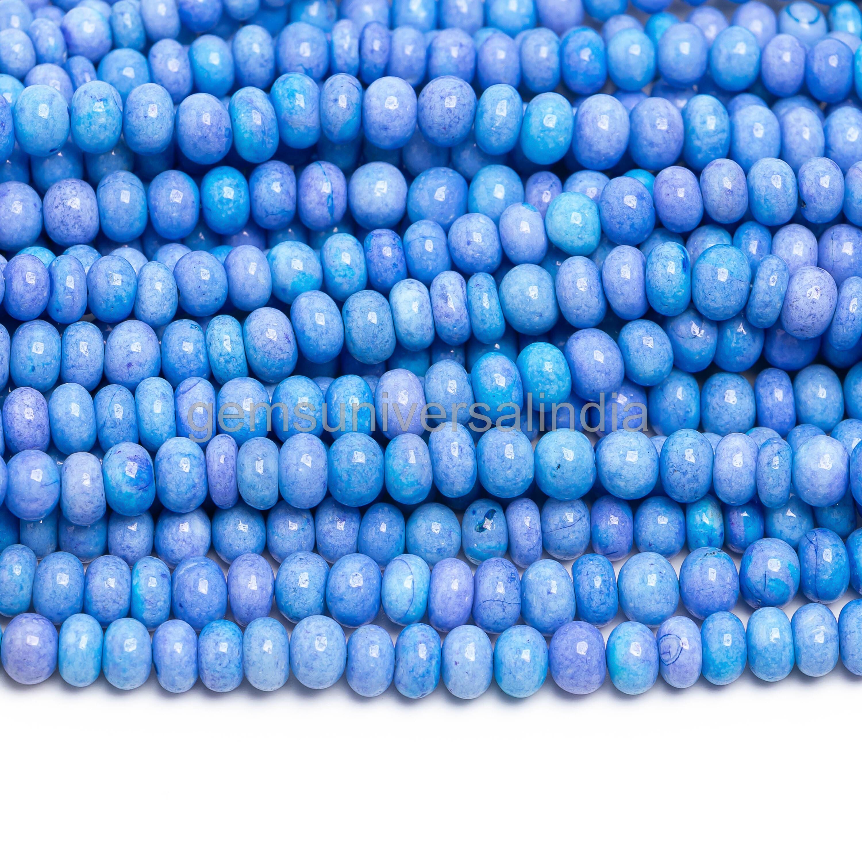 AAA Grade Blue Opal Smooth Rondelle Beads, Natural Blue Opal Gemstone Beads, Smooth Opal Beads for Jewelry Making 8mm Loose Blue Opal Beads