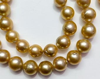 Collana di perle rotonde dorate dei Mari del Sud da 8-12 mm Collana di perle rotonde dorate dei Mari del Sud da 8-12 mm