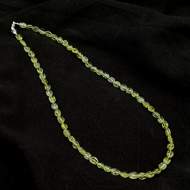 Natural Peridot Necklace, Gemstone Beaded Necklace, Smooth Oval Necklace, Handcrafted Necklace, Jewelry for Her, Beads Necklace For Women image 6