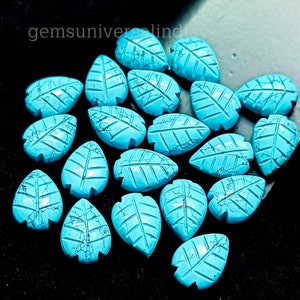 AAA Blue Turquoise Carved Leaf Gemstone, Crystal Leaf Carving Gemstone, Leaf Shape Beads, Hand Carved Leaf Beads For Jewelry Making 14mm