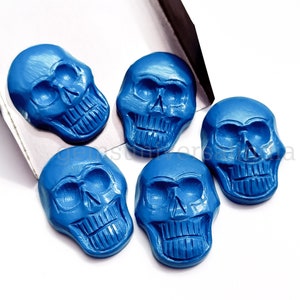 Blue Turquoise Skull Carved Gemstone, AAA Turquoise Skull Shape Carving, Hand Carved Loose Gemstone for Jewelry Making, Halloween Craft 30mm