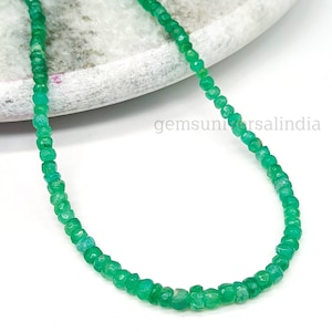 Green Onyx Smooth Beads Necklace, Natural Green Onyx Beaded Necklace, Green Onyx Bead Necklace for Women, Anniversary Gift for Her, Jewelry