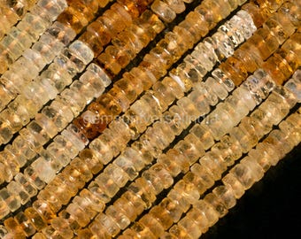 Natural Citrine Shaded Faceted Tyre Shape Beads 6-7mm Citrine Heishi Wheel Beads 16 Inch Strand Citrine Gemstone Beads for Jewelry Making
