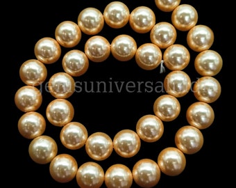 Rarest 11MM Golden South Sea Pearl Beads, Genuine Gold South Sea Pearl Round Beads, Smooth Round Pearl Bead, Pearl Beads for Jewelry  #G14