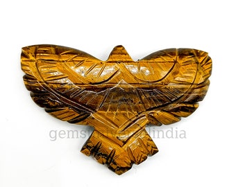 AAA Tiger Eye Eagle Carving, Hand Carved Eagle Shape Gemstone, Eagle Sculpture 52MM, Bird Carved Gemstone For Jewelry Making,Crystal Carving