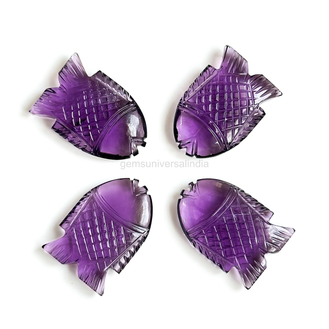 Natural Purple Amethyst Fish Shape Gemstone for Jewelry Making ~ Loose ...