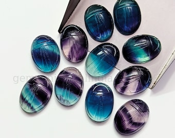 Natural Fluorite Scarabs Beads, Boho Egyptian Scarabs Shape,Insect Carving Beads 18MM, Beetle Scarab Hand Carved Gemstone for Jewelry Making