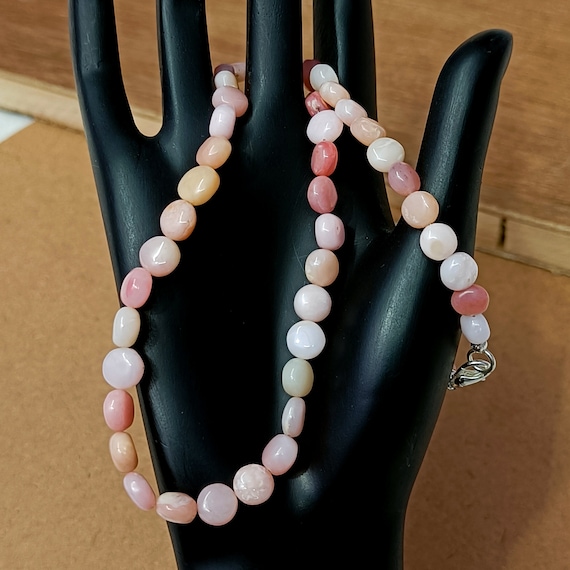 Pink opal store bead necklace