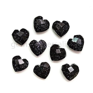 Black Sunstone Heart Shape Carved Gemstone Beads for Jewelry Making, AAA Sunstone Faceted Heart Briolettes, Loose Gemstone Carvings 8mm SALE