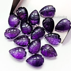AAA+ Purple Amethyst Carved Leaf Gemstone, Crystal Leaf Carving Gemstone, Leaf Shape Beads, Hand Carved Leaf Beads For Jewelry Making 14mm