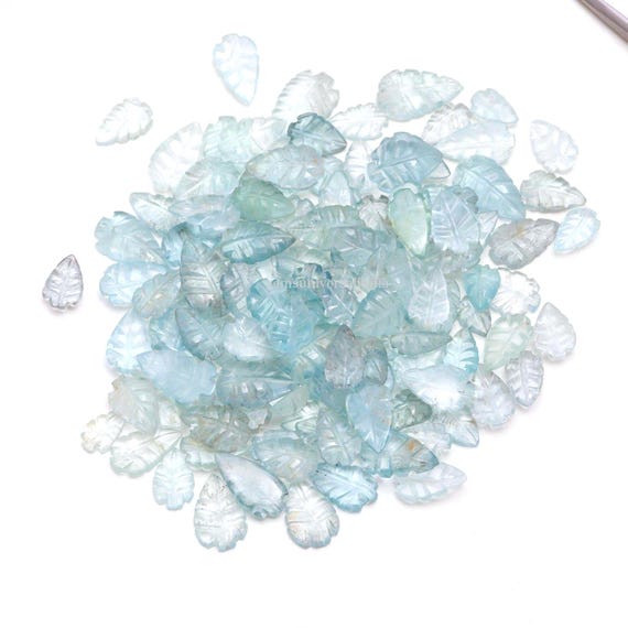 AAA Aquamarine Leaf Shape Gemstone, Natural Aquamarine Beads for Jewelry Making, Hand Carved Gemstone, Leaf Beads, Leaf Pendant Charm 9-15MM