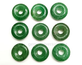 Groene aardbei kwarts donut vorm gesneden edelsteen, aardbei kwarts donut kralen, losse donut vorm edelsteen kralen, gesneden kristallen donut