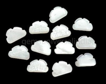 Flitsende witte maansteen wolkvorm edelsteen, gladde handgesneden edelsteen, gesneden edelsteen wolkkralen, gesneden kristallen wolkbedels 12 x 18 mm