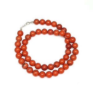 Natural Red Jasper Beaded Necklace, 8mm Red Jasper Smooth Round Beads Necklace for Women, Handmade Crystal Choker Necklace Beaded Jewelry
