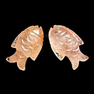 Natural Fire Quartz Fish Shape Gemstone for Jewelry Making ~ Loose Hand Carved Gemstone Beads ~ Healing Crystal Koi Fish Pendant Charms 25mm