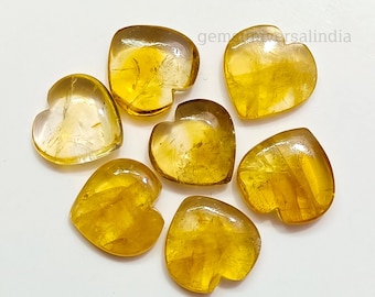 Natural Citrine Heart shaped Gemstone, Smooth Hand Carved Heart Beads, Carving Gemstone Beads for Jewelry Making,21MM Healing Crystal Hearts