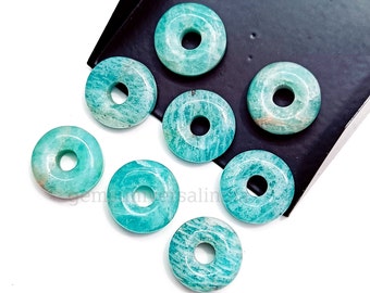 Natural Amazonite Donut Carved Gemstone, Amazonite Donut Beads, Loose Donut Shape Gemstone Beads, Carved Crystal Donut, Jewelry Making 15mm