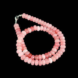 Gorgeous Rose Quartz Beaded Necklace, Rose Quartz Smooth Rondelle Beads Necklace, Beaded Gemstone Necklace, Women&#39;s Necklace , Gift For Her