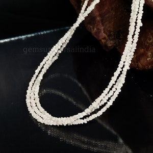 Cuentas de diamante blanco genuino sin tallar, cuentas de diamante blanco natural, cuentas de diamante en bruto de 2 mm para joyería, pepita de diamante AAA de 16"