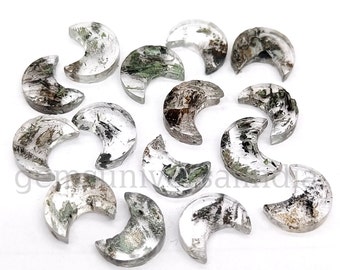 Herkimer Diamond Moon Shape Briolettes, Natural Herkimer Quartz Moon Shape Gemstone Beads, Loose Hand Carved Beads, Crescent Moon Beads 9MM