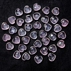AAA Rosenquarz-Herzform-Briolettes, natürlicher Rosenquarz-facettierte Herzform-Edelstein, lose handgeschnitzte Perlen, Citrin-Herzperlen, 10 MM