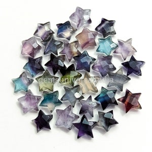 Natural Fluorite Faceted Star Carved Briolettes - Multi Fluorite Star Shape Gemstone Beads for Jewelry Making 10mm Hand Carved Star Beads