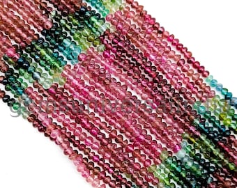 Top Quality Multi Tourmaline Smooth Rondelle Shape Beads, Natural Tourmaline Rondelle Beads, 3mm Wholesale Gemstone Tourmaline Beads, 15"